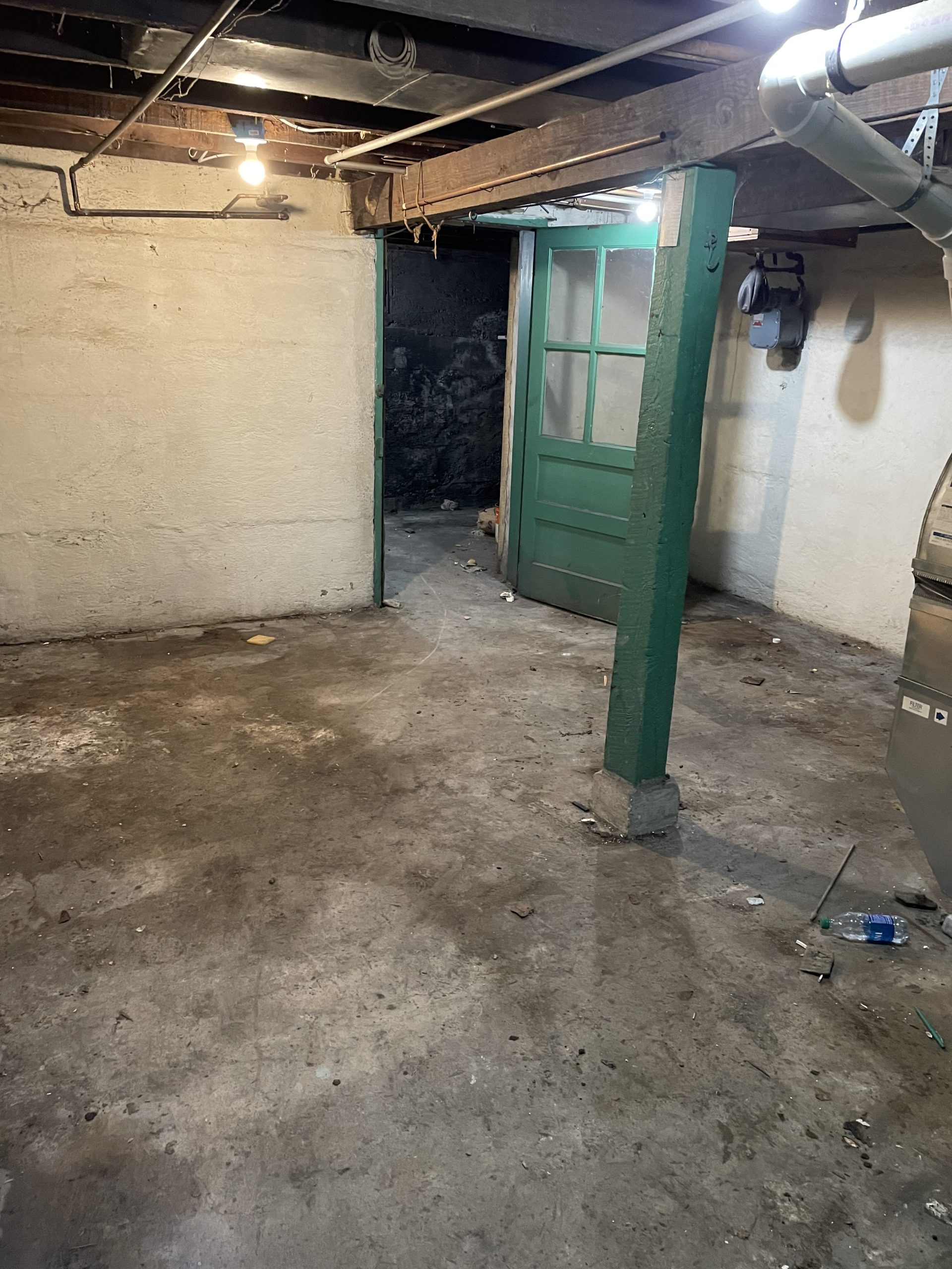 basement room with open door